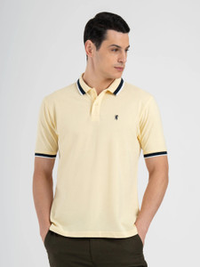 RED TAPE Solid Men Polo Neck Yellow T-Shirt