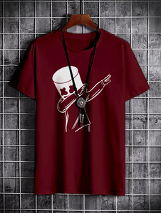 SUPERSQUAD Graphic Print Men Round Neck Maroon T-Shirt