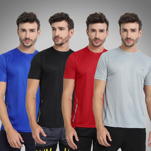 FTX पुरुषों के लिए गोल गला सॉलिड बहुरंगी टी-शर्ट