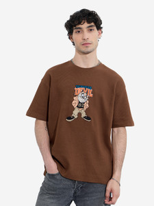 The Souled Store Cartoon Men Round Neck Brown T-Shirt