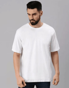 Timyka Solid Men Round Neck White T-Shirt