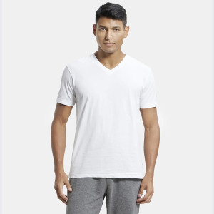 JOCKEY Solid Men V Neck White T-Shirt Buy JOCKEY Solid Men V Neck White  T-Shirt Online at Best Prices in India