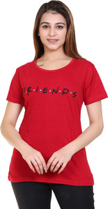 RG BY SS CLOTHING Typography Women Round Neck Red T-Shirt