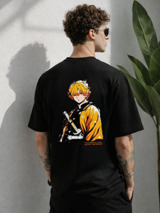 INDIKNIT Graphic Print Men Round Neck Black T-Shirt