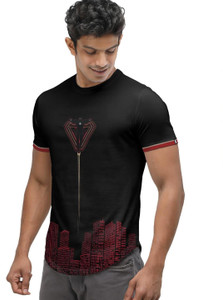The Souled Store Printed Men Round Neck Black T-Shirt