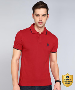 U.S. POLO ASSN. Men Red Polo Neck T-Shirt - Image 6