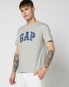 GAP Graphic Print Men Crew Neck Grey T-Shirt