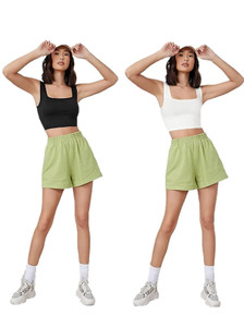 SriSaras Casual Solid Women Black, White Top