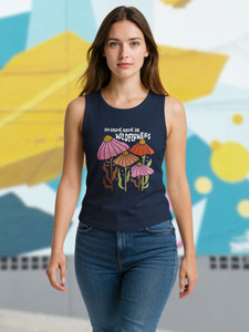 Hellcat Graphic Print Women Round Neck Navy Blue T-Shirt