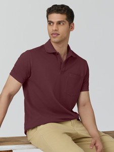 XYXX Solid Men Polo Neck Maroon T-Shirt
