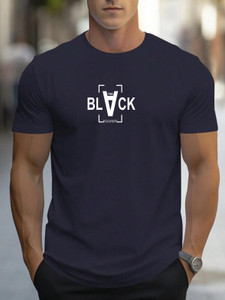 Vmens99 Graphic Print Men Round Neck Dark Blue T-Shirt