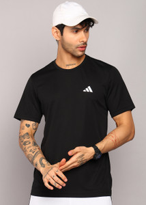 ADIDAS Solid Men Round Neck Black T-Shirt