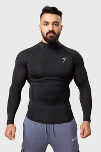 FuaarK Solid Men High Neck Black T-Shirt