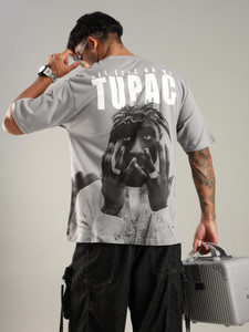 Smosh Striped Men Round Neck Grey T-Shirt