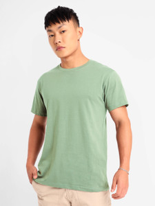 BEYOUNG Solid Men Round Neck Green T-Shirt
