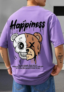 ERAGON Men's Purple Printed Round Neck T-Shirt - Image 4