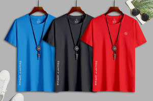 SUPERSQUAD Printed Men Round Neck Blue, Black, Red T-Shirt