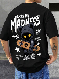 tripster Graphic Print Men Round Neck Black T-Shirt