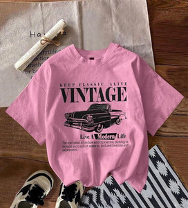 Jawdrobe Printed Women Round Neck Pink T-Shirt