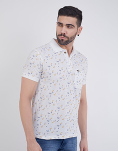 PRORIDERS Printed Men Polo Neck White, Multicolor T-Shirt