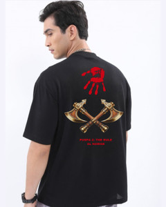PUSPA X ROYAL STANCE BY AN Graphic Print Men Round Neck Black T-Shirt