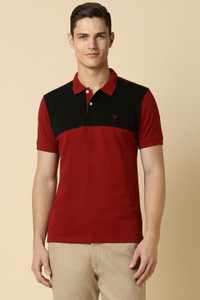 Allen Solly Colorblock Men Polo Neck Maroon T-Shirt
