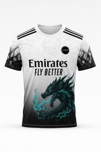 ONE 7 Printed Men Round Neck White, Black T-Shirt