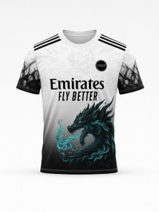 ONE 7 Printed Men Round Neck White, Black T-Shirt