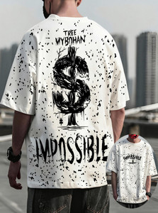 BUKKL Printed, Typography Men Round Neck White T-Shirt