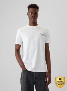 GAP Graphic Print Men Round Neck White T-Shirt