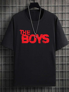 TQH Printed Men Round Neck Black T-Shirt
