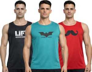 R ROCKIN TEES Self Design Men Round Neck Multicolor T-Shirt