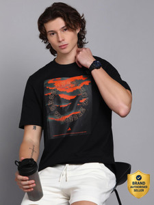 ADIDAS Graphic Print Men Round Neck Black T-Shirt