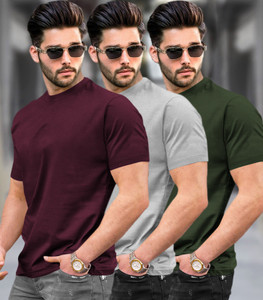 TRIPR Men's Cotton Blend T-Shirt Pack Of 2 – Solid Colors, Moisture-Wicking & Lightweight