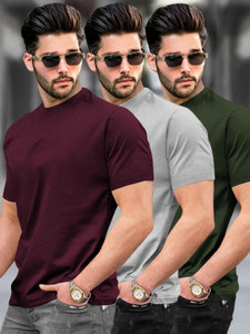 TRIPR Solid Men Round Neck Multicolor T-Shirt