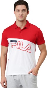 FILA Colorblock Men Polo Neck Red T-Shirt