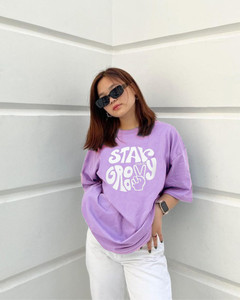 CULPI Printed Women Round Neck Purple T-Shirt