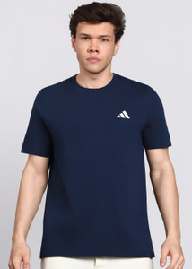 ADIDAS Printed Men Round Neck Blue T-Shirt