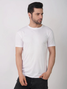 KASPY Solid Men Round Neck White T-Shirt