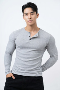 Rockwell Striped Men Henley Neck Grey T-Shirt