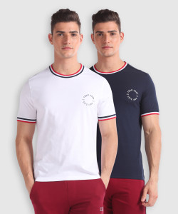 U.S. POLO ASSN. Solid Men Crew Neck Multicolor T-Shirt