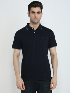 PARK AVENUE Solid Men Polo Neck Blue T-Shirt