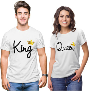 Couple T-Shirts Set: His & Hers Matching Tees - 'I Am Her King / His Queen' Love Shirts - View #3