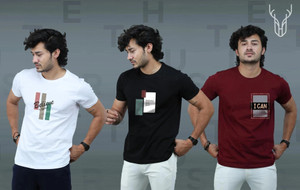 T-हस्टलर पुरुषों के लिए गोल गला ग्राफिक प्रिंट बहुरंगी टी-शर्ट