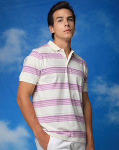 RARE RABBIT Beige Striped Polo Neck T-Shirt - Image 6