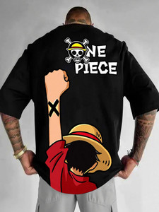 Beaumen Printed Men Round Neck Black T-Shirt