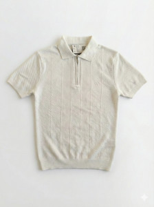 Shri Kunjal Striped Polo Neck White T-Shirt - Image 2