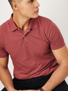 MAX Solid Men Polo Neck Pink T-Shirt