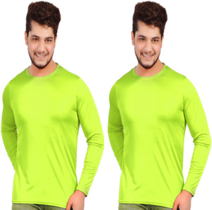KASPY Solid Men Round Neck Green T-Shirt
