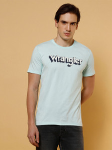 Wrangler Typography Men Round Neck Blue T-Shirt